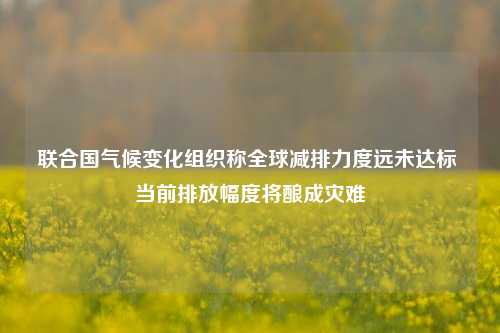 联合国气候变化组织称全球减排力度远未达标 当前排放幅度将酿成灾难