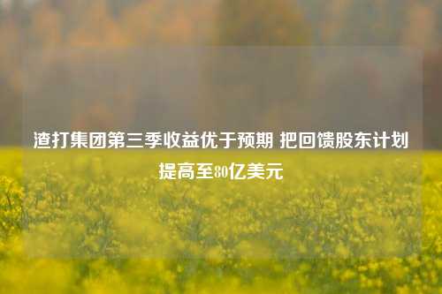 渣打集团第三季收益优于预期 把回馈股东计划提高至80亿美元