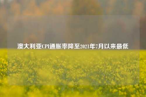 澳大利亚CPI通胀率降至2021年7月以来最低