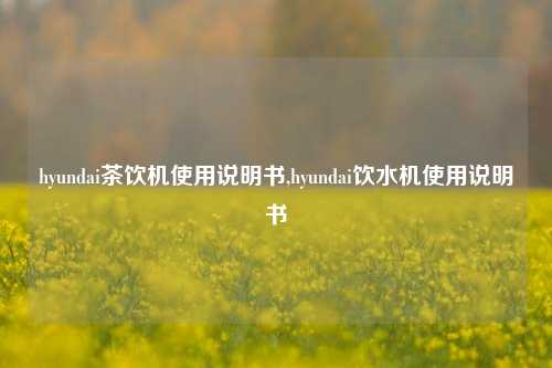 hyundai茶饮机使用说明书,hyundai饮水机使用说明书