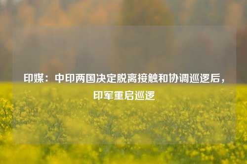 印媒：中印两国决定脱离接触和协调巡逻后，印军重启巡逻