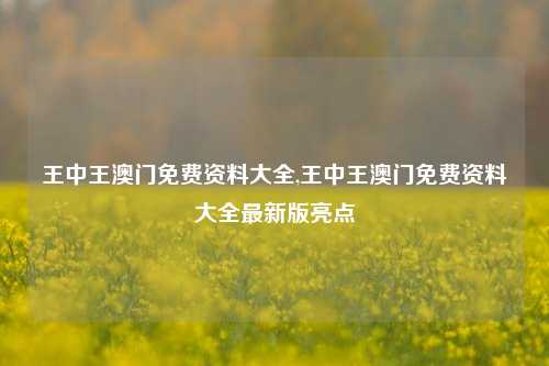 王中王澳门免费资料大全,王中王澳门免费资料大全最新版亮点