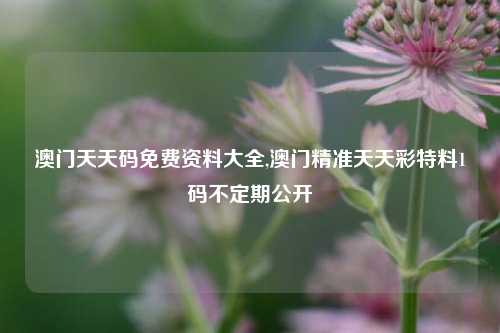 澳门天天码免费资料大全,澳门精准天天彩特料1码不定期公开