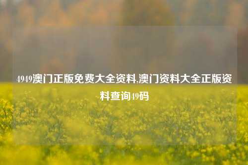 4949澳门正版免费大全资料,澳门资料大全正版资料查询49码