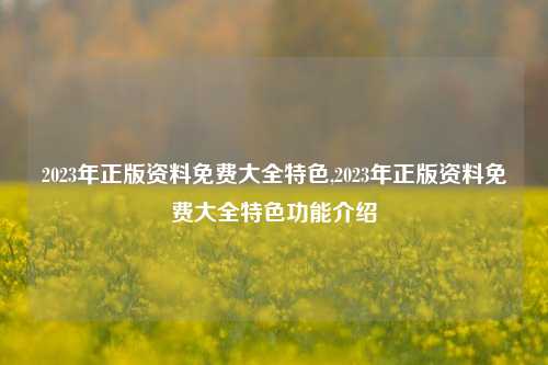 2023年正版资料免费大全特色,2023年正版资料免费大全特色功能介绍