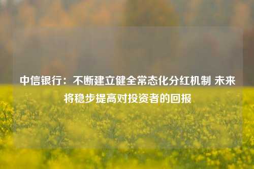 中信银行：不断建立健全常态化分红机制 未来将稳步提高对投资者的回报