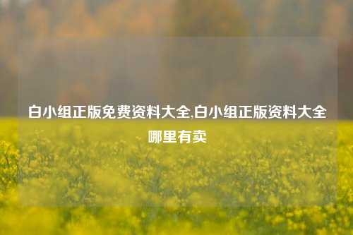 白小组正版免费资料大全,白小组正版资料大全哪里有卖