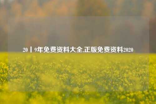 20丨9年免费资料大全,正版免费资料2020