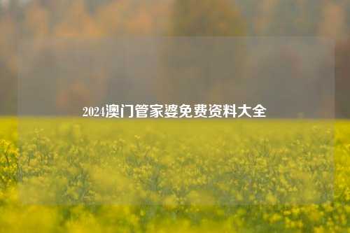 2024澳门管家婆免费资料大全