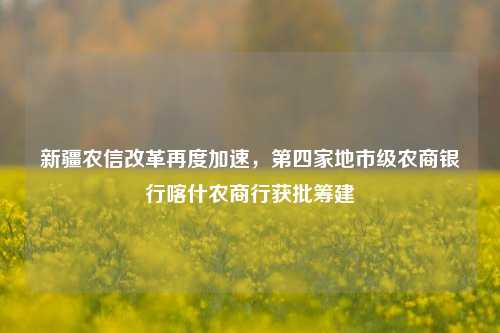 新疆农信改革再度加速，第四家地市级农商银行喀什农商行获批筹建