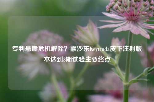 专利悬崖危机解除？默沙东Keytruda皮下注射版本达到3期试验主要终点