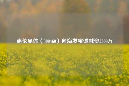 惠伦晶体（300460）向海发宝诚融资3300万