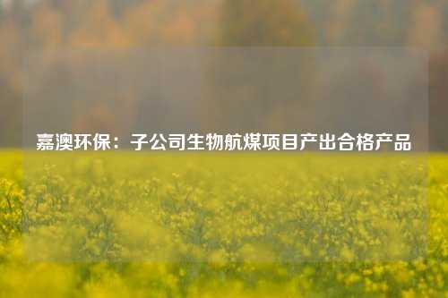 嘉澳环保：子公司生物航煤项目产出合格产品