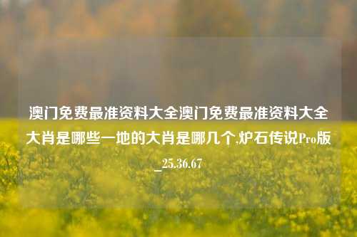 澳门免费最准资料大全澳门免费最准资料大全大肖是哪些一地的大肖是哪几个,炉石传说Pro版_25.36.67