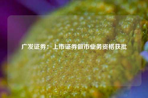 广发证券：上市证券做市业务资格获批