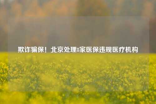 欺诈骗保！北京处理8家医保违规医疗机构