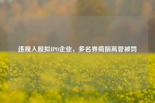 违规入股拟IPO企业，多名券商前高管被罚