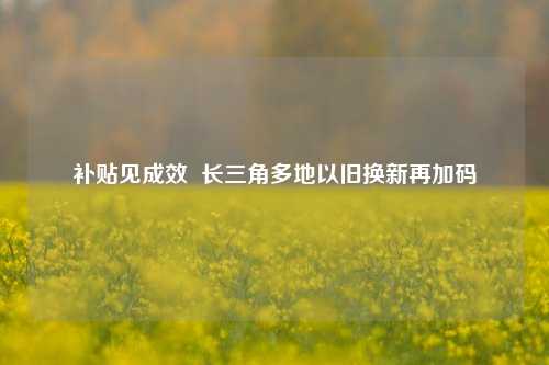 补贴见成效  长三角多地以旧换新再加码