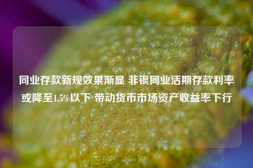 同业存款新规效果渐显 非银同业活期存款利率或降至1.5%以下 带动货币市场资产收益率下行