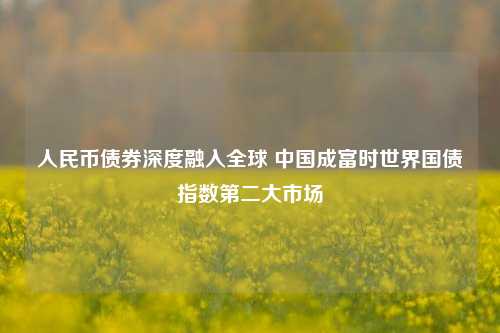 人民币债券深度融入全球 中国成富时世界国债指数第二大市场