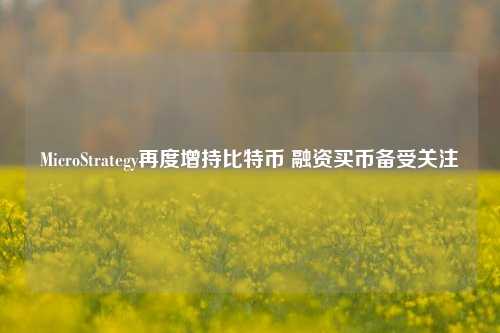 MicroStrategy再度增持比特币 融资买币备受关注